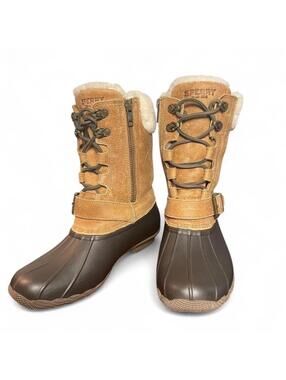 Sperry Thinsulate Winter Duck Boots Brown and Tan Size Women's 7 M Cabin Cottage
